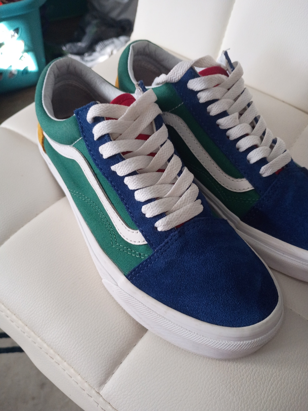 Vans Low-Top Sneakers in Blue, Green, White and Yellow - Picture 4 of 5